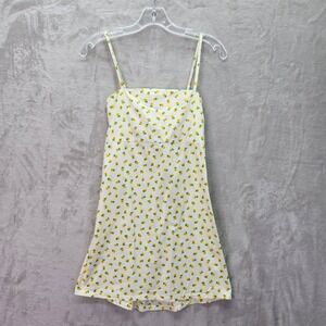 Posse Dress Womens SM Yellow Floral Mini Sundress Adjustable Straps Cottagecore